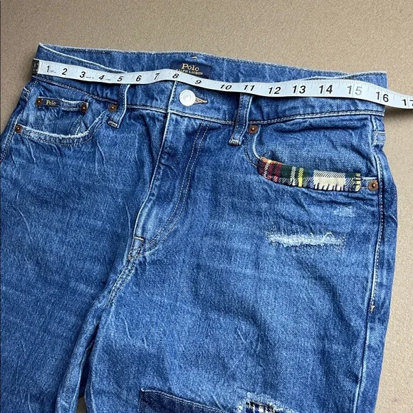 Polo Ralph Lauren Slim Tapered Boyfriend Patchwork Jeans - Picture 9 of 16